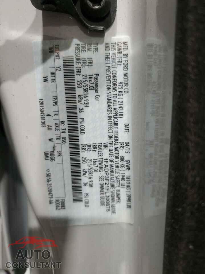 FORD FOCUS 2015 - 1FADP3F21FL300876