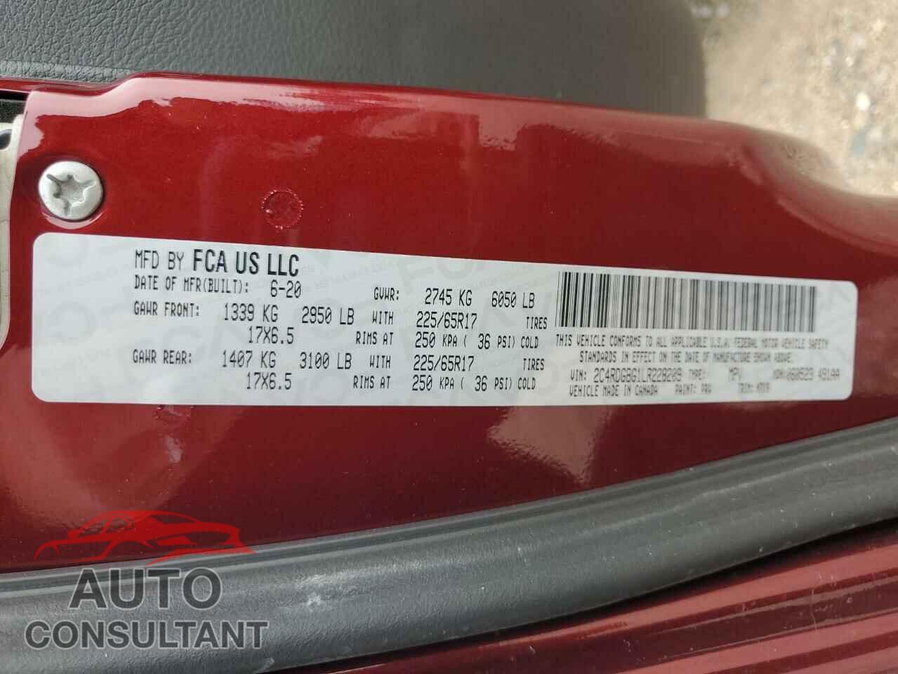DODGE CARAVAN 2020 - 2C4RDGBG1LR228209