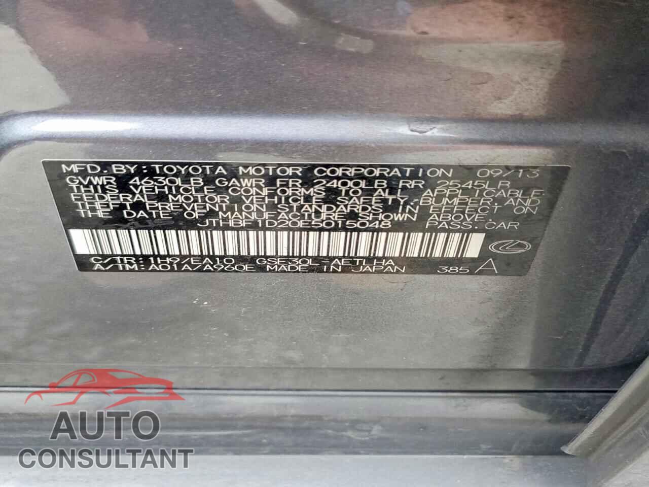 LEXUS IS 2014 - JTHBF1D20E5015048