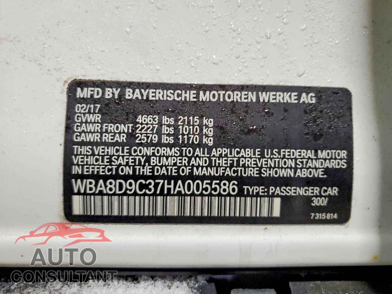 BMW 330 2017 - WBA8D9C37HA005586