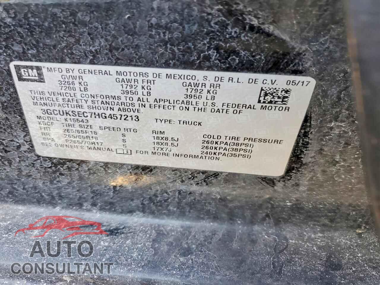 CHEVROLET SILVERADO 2017 - 3GCUKSEC7HG457213