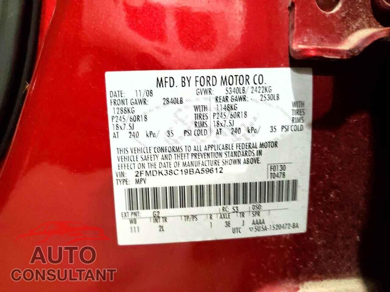 FORD EDGE 2009 - 2FMDK38C19BA59612