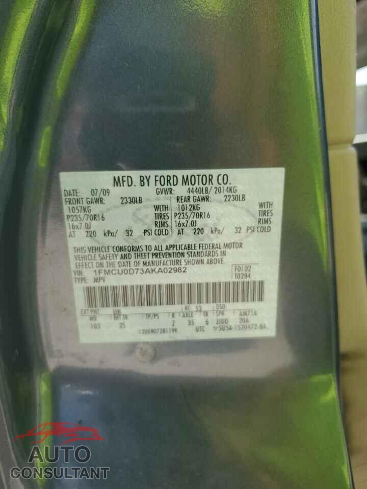 FORD ESCAPE 2010 - 1FMCU0D73AKA02982