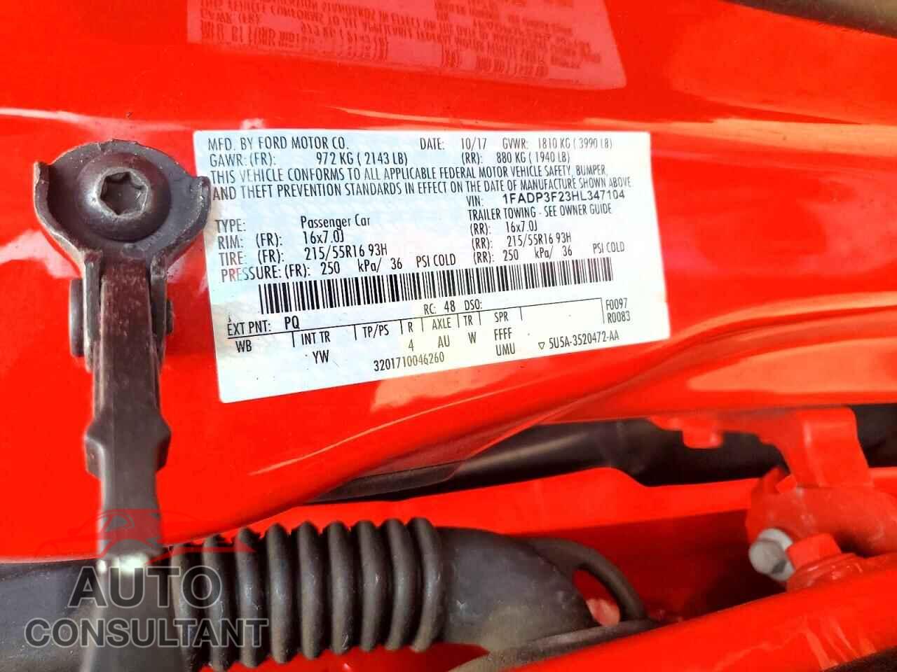 FORD FOCUS 2017 - 1FADP3F23HL347104