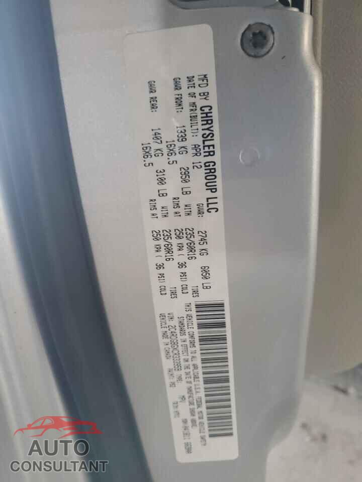 DODGE CARAVAN 2012 - 2C4RDGBGXCR333959