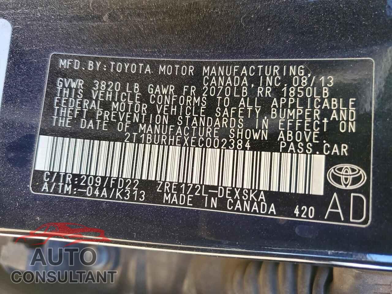 TOYOTA COROLLA 2014 - 2T1BURHEXEC002384
