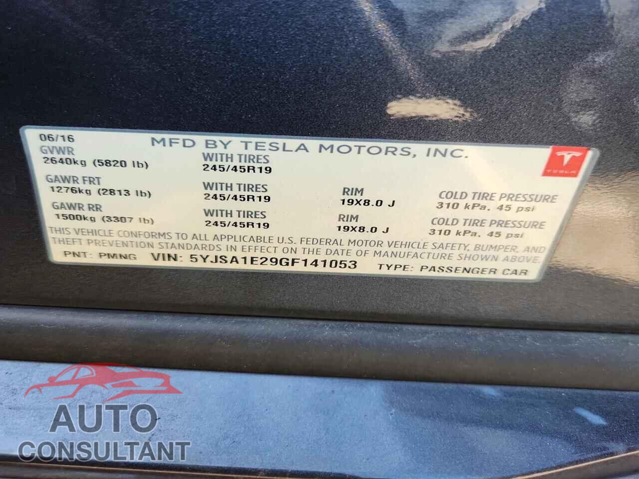 TESLA MODEL S 2016 - 5YJSA1E29GF141053