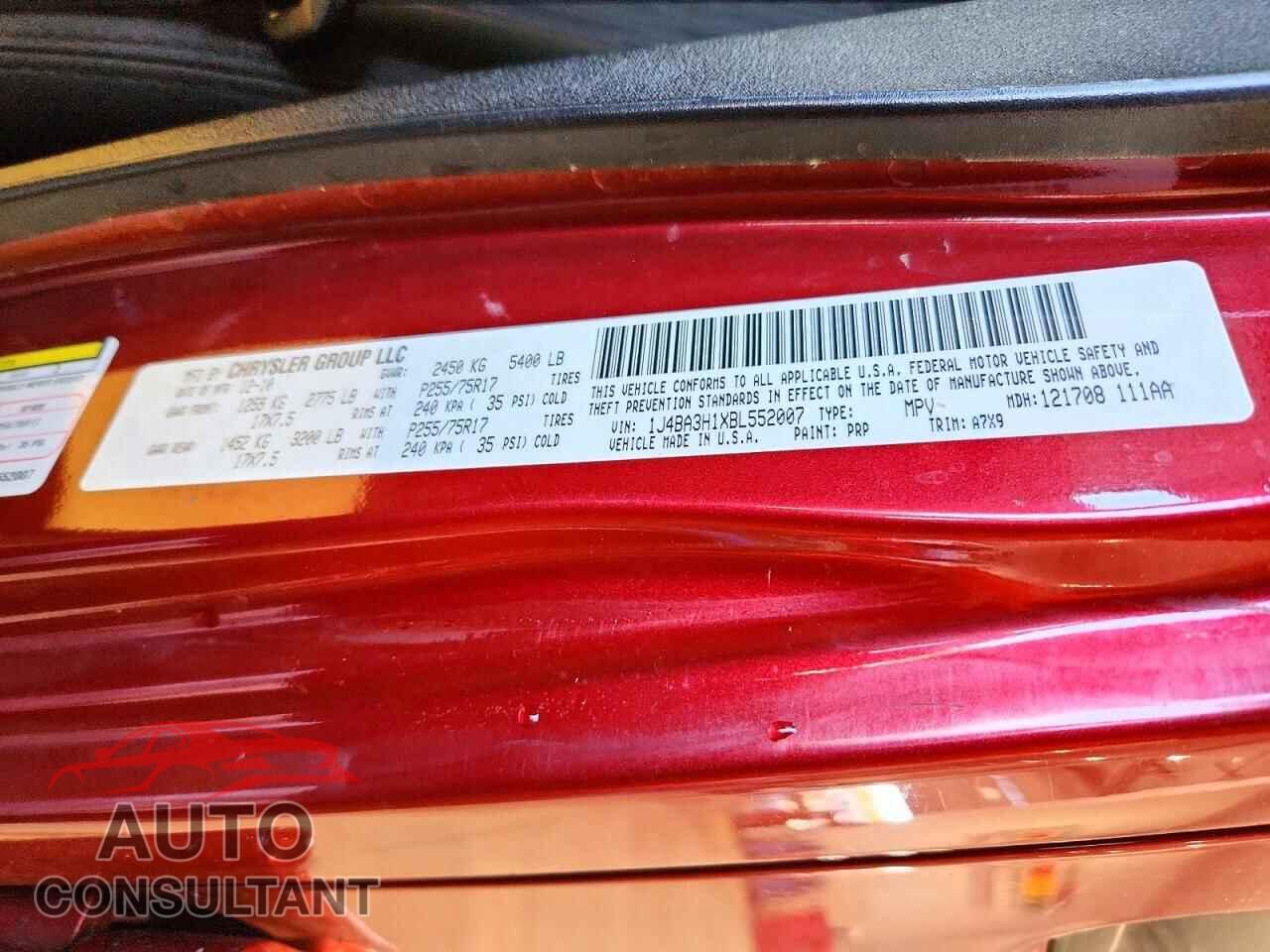JEEP WRANGLER 2011 - 1J4BA3H1XBL552007