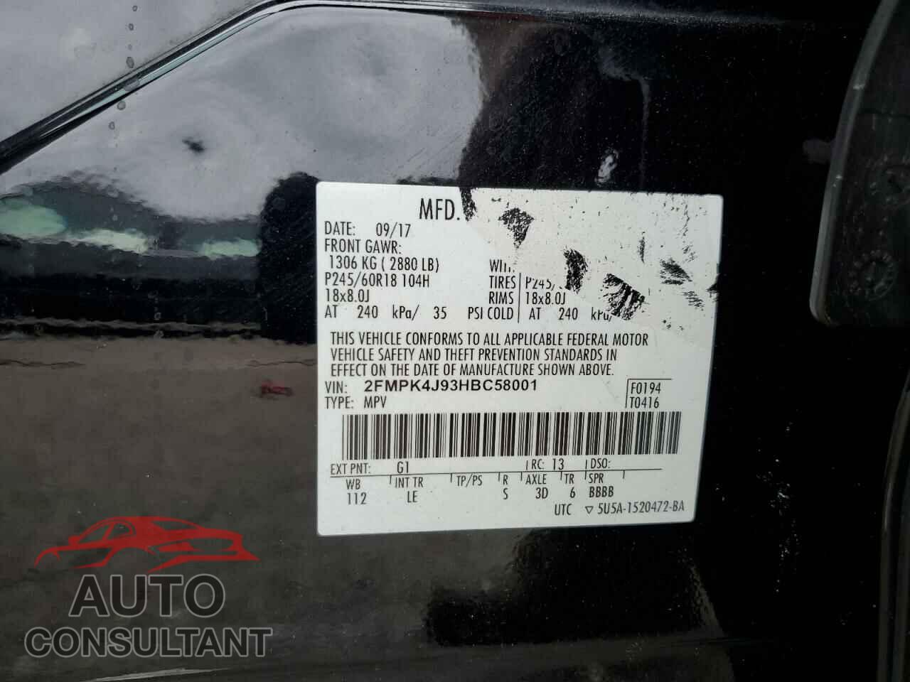 FORD EDGE 2017 - 2FMPK4J93HBC58001