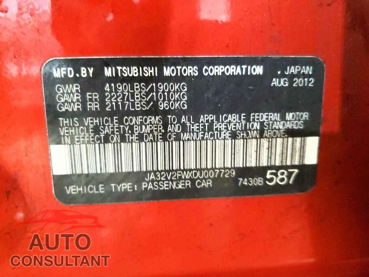 MITSUBISHI LANCER 2013 - JA32V2FWXDU007729