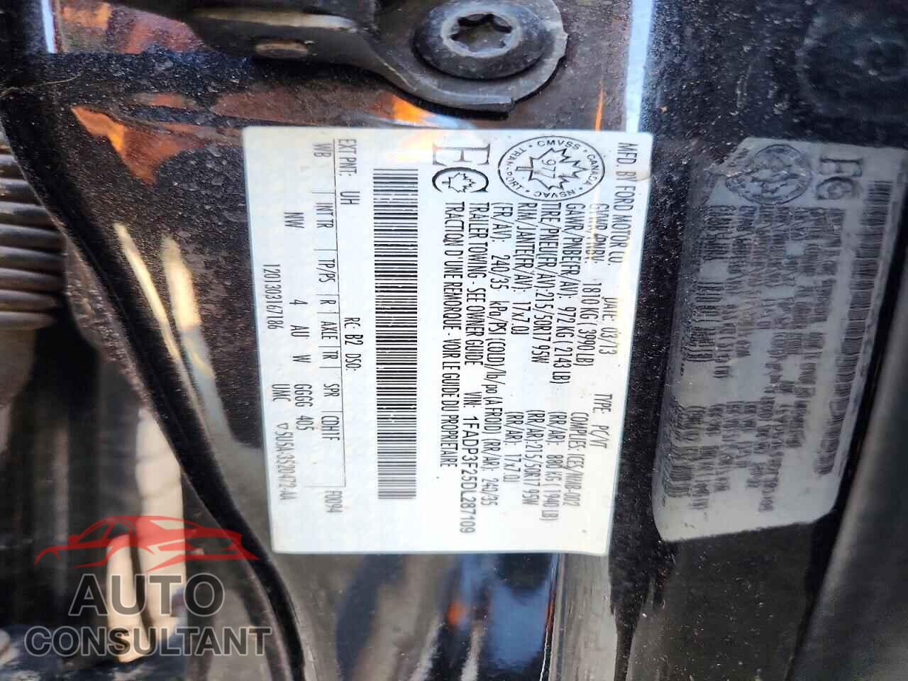 FORD FOCUS 2013 - 1FADP3F25DL287109