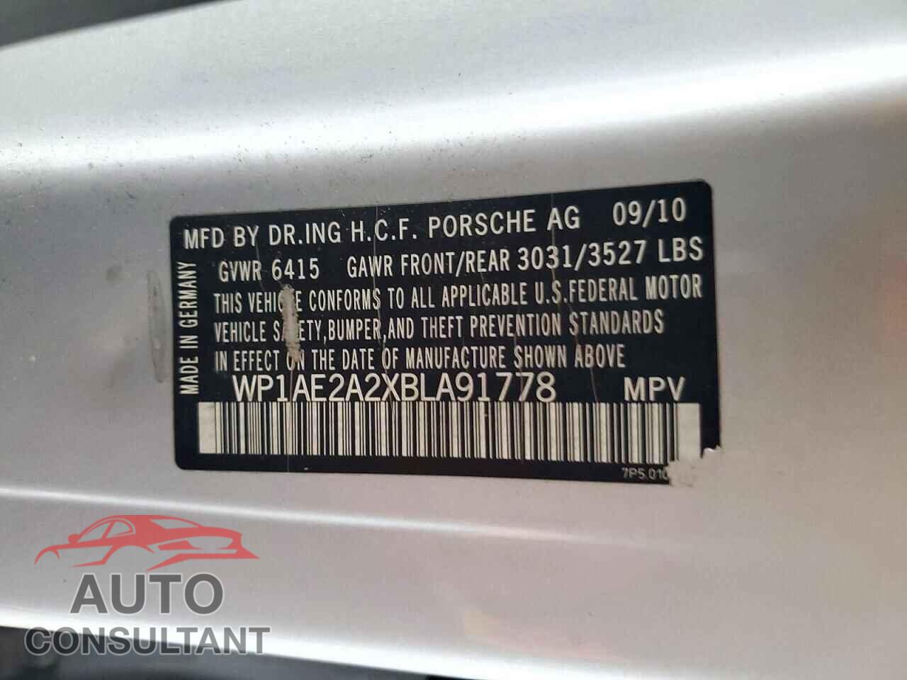 PORSCHE CAYENNE 2011 - WP1AE2A2XBLA91778