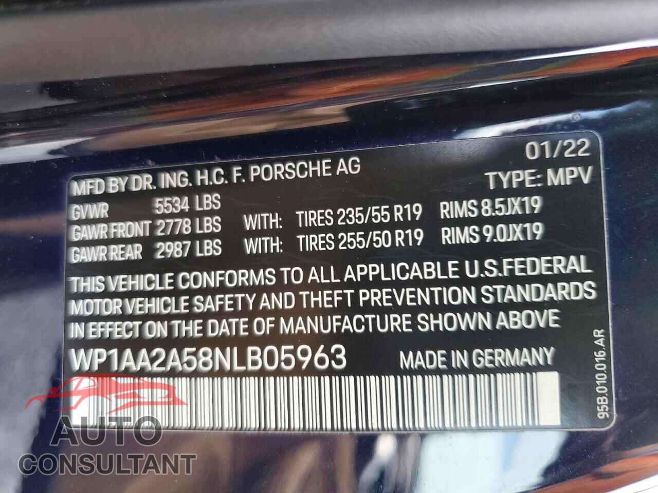 PORSCHE MACAN 2022 - WP1AA2A58NLB05963