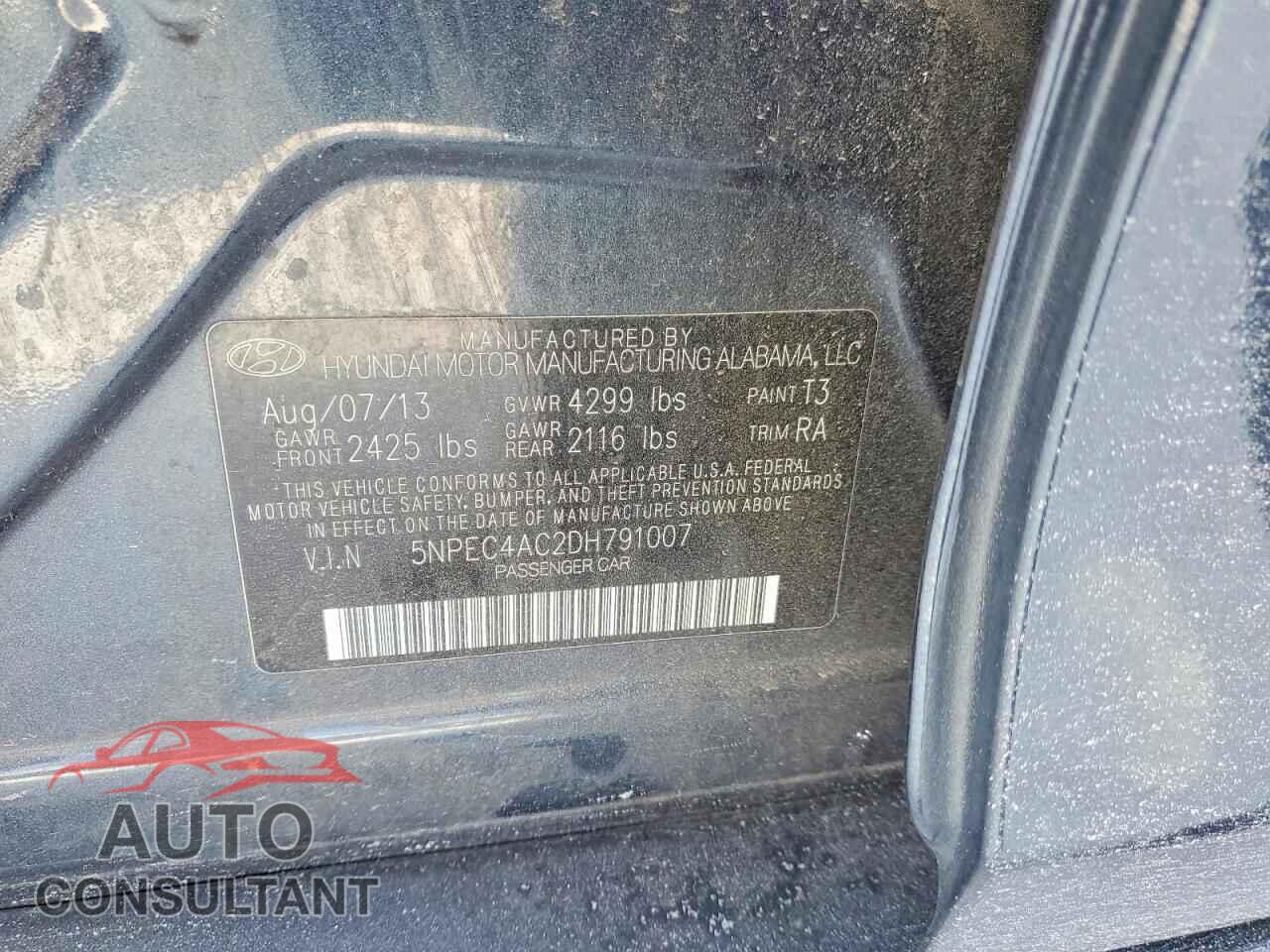 HYUNDAI SONATA 2013 - 5NPEC4AC2DH791007