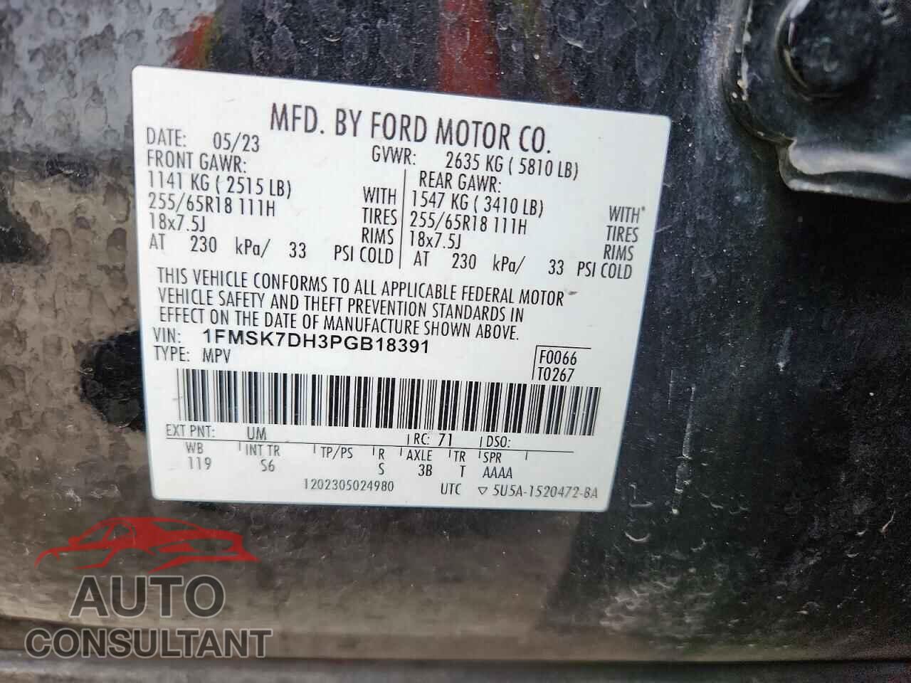 FORD EXPLORER 2023 - 1FMSK7DH3PGB18391