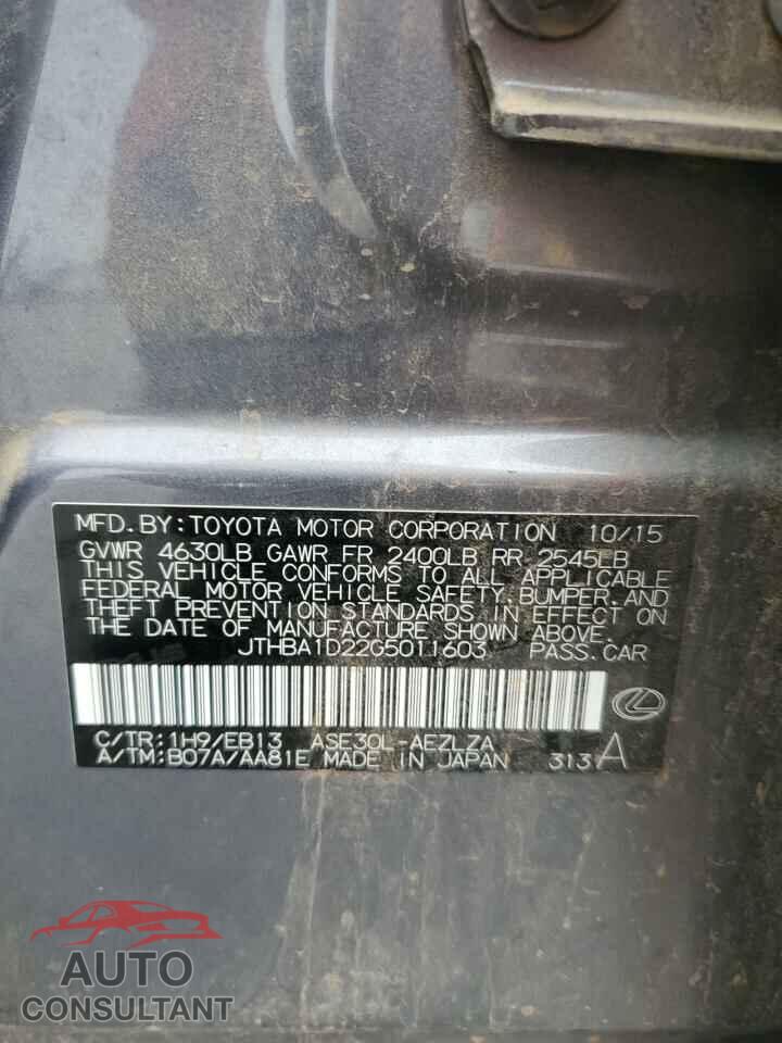 LEXUS IS 2016 - JTHBA1D22G5011603