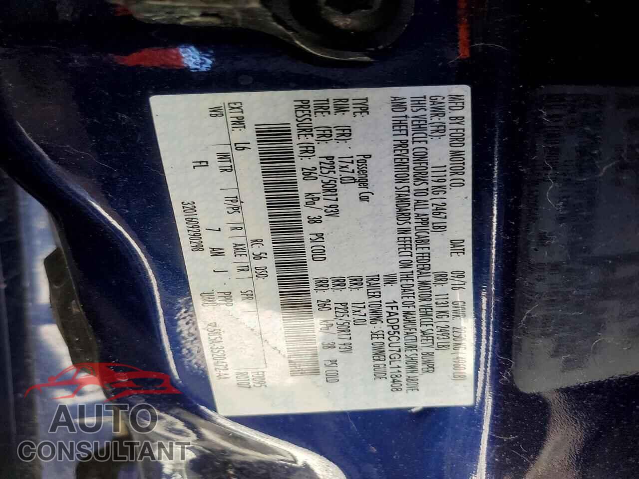 FORD CMAX 2016 - 1FADP5CU7GL118408