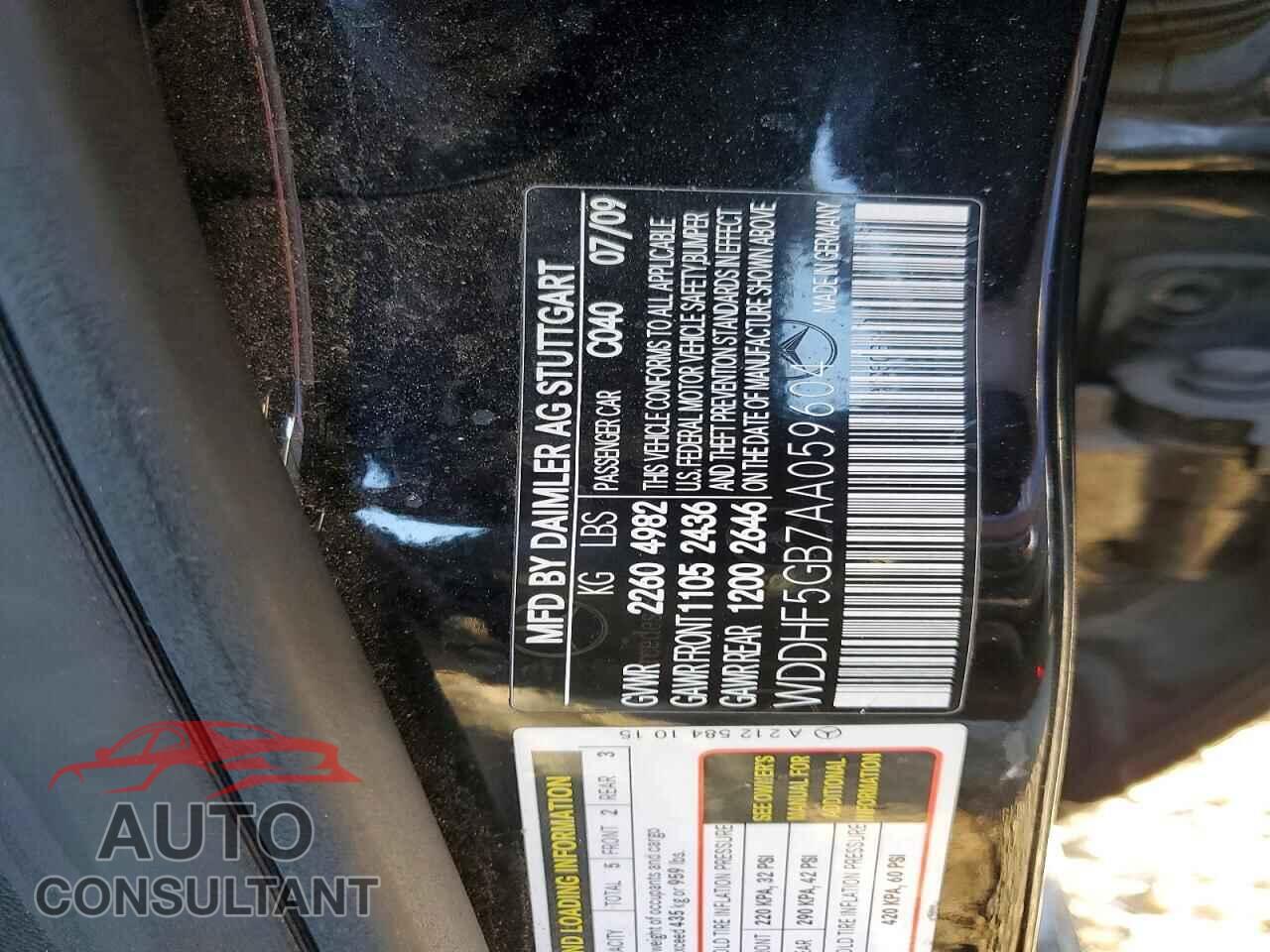 MERCEDES-BENZ E-CLASS 2010 - WDDHF5GB7AA059604