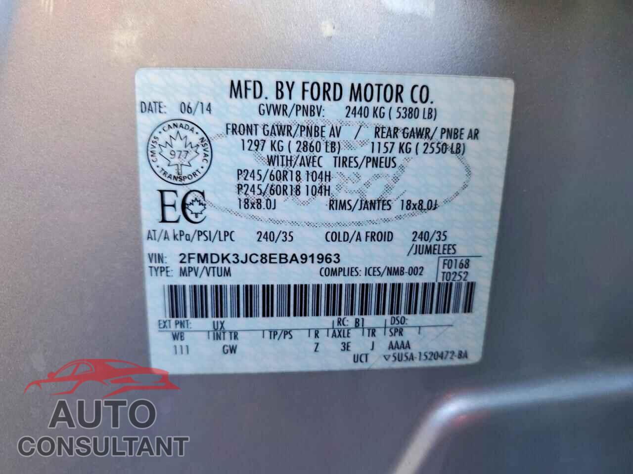 FORD EDGE 2014 - 2FMDK3JC8EBA91963