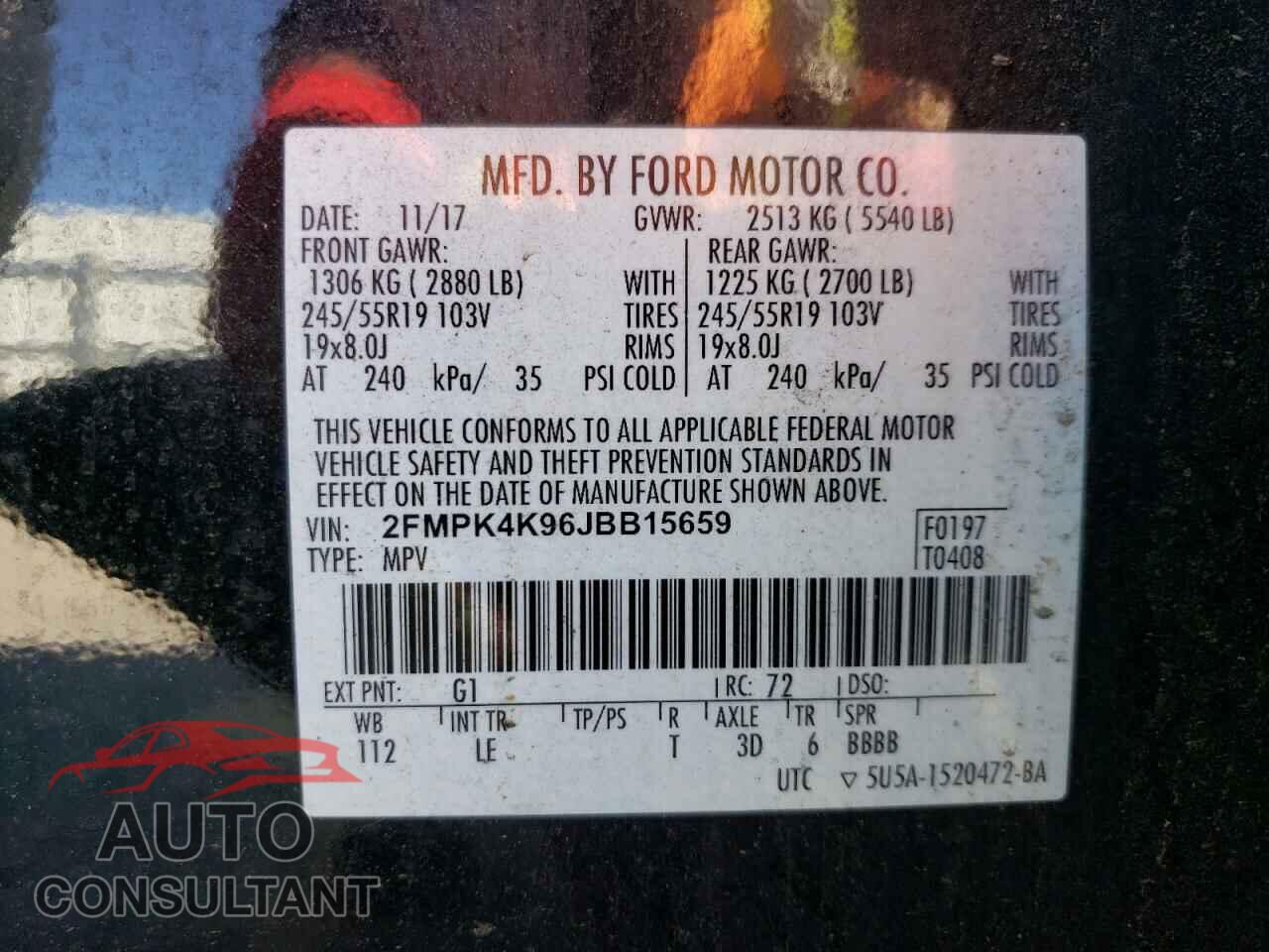 FORD EDGE 2018 - 2FMPK4K96JBB15659