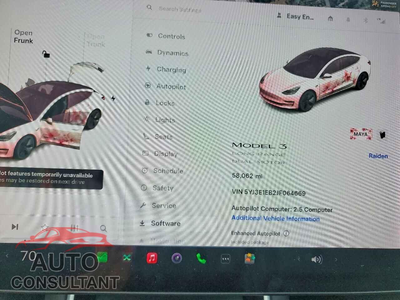 TESLA MODEL 3 2018 - 5YJ3E1EB2JF064669