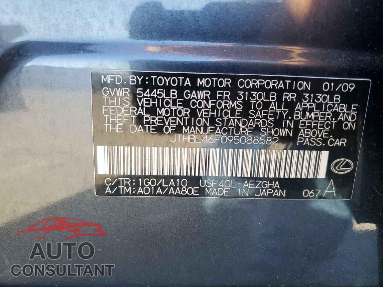 LEXUS LS460 2009 - JTHBL46F095088582