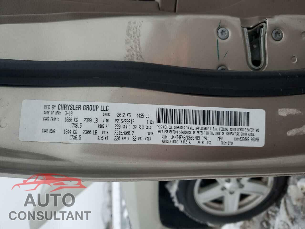 JEEP COMPASS 2010 - 1J4NT4FA8AD589789