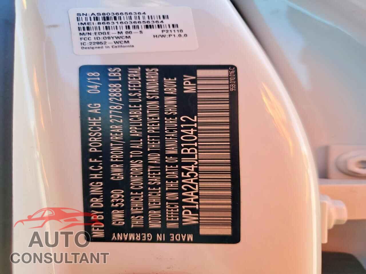 PORSCHE MACAN 2018 - WP1AA2A54JLB10412