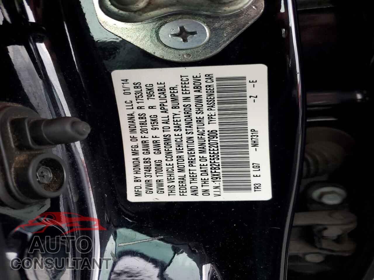 HONDA CIVIC 2014 - 19XFB2F55EE207906
