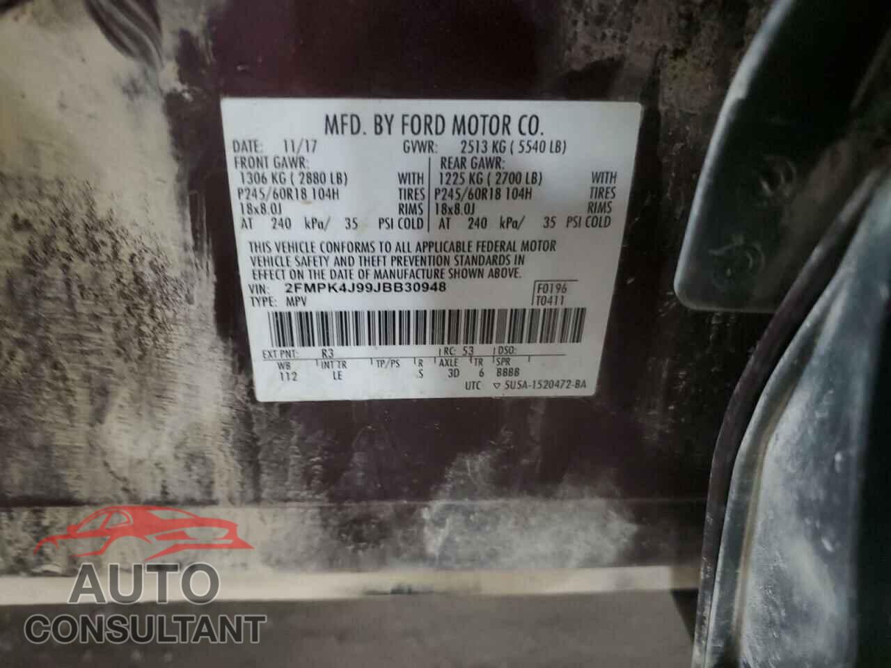 FORD EDGE 2018 - 2FMPK4J99JBB30948