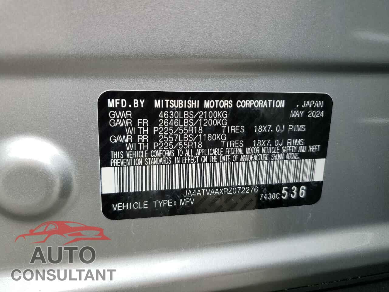 MITSUBISHI ECLIPSE 2024 - JA4ATVAAXRZ072276