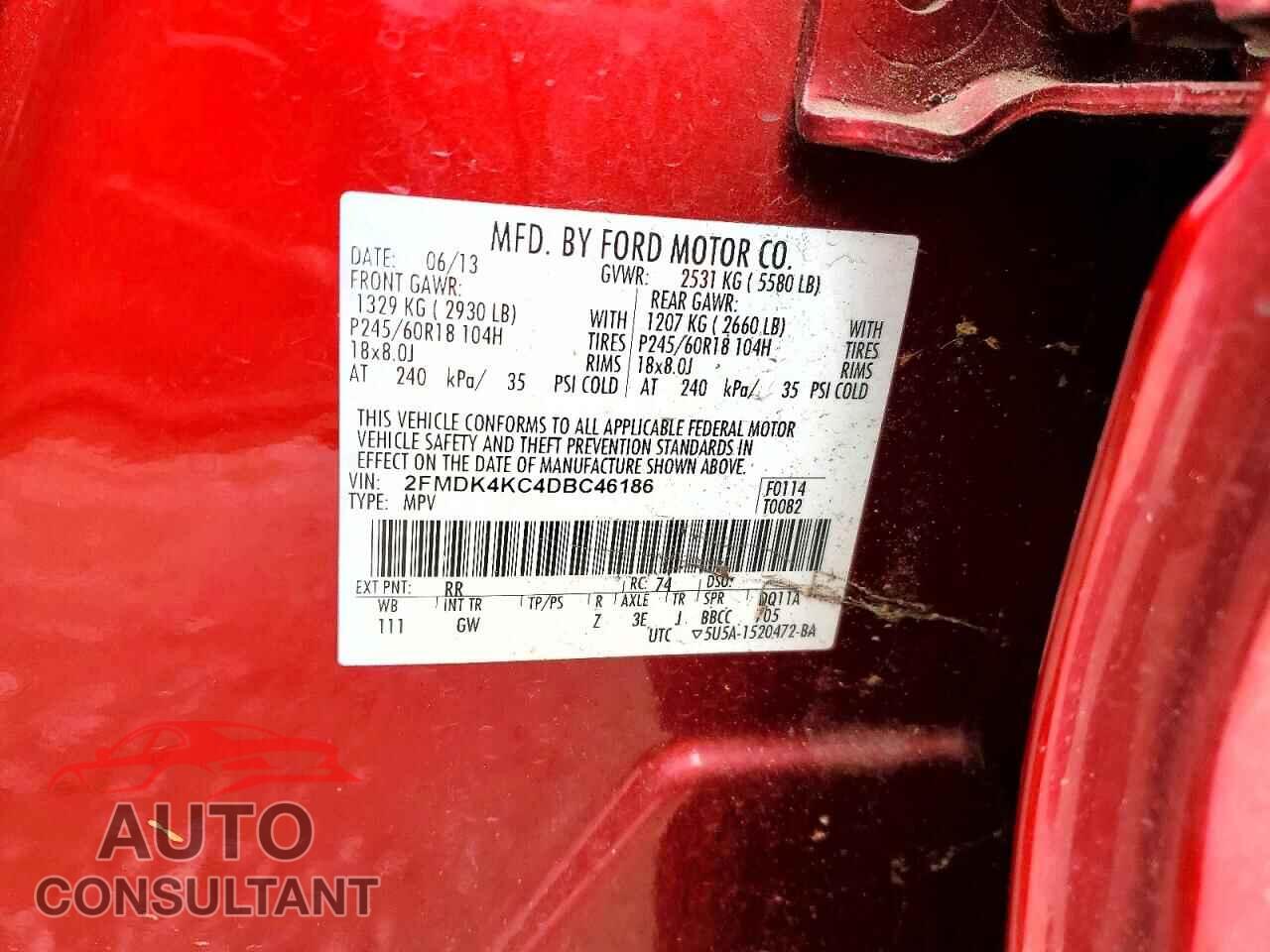 FORD EDGE 2013 - 2FMDK4KC4DBC46186