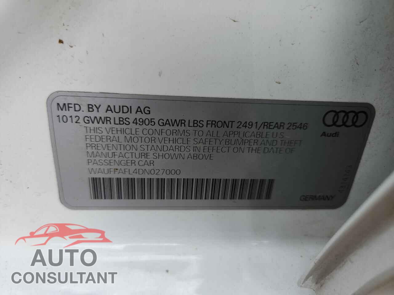 AUDI A4 2013 - WAUFFAFL4DN027000