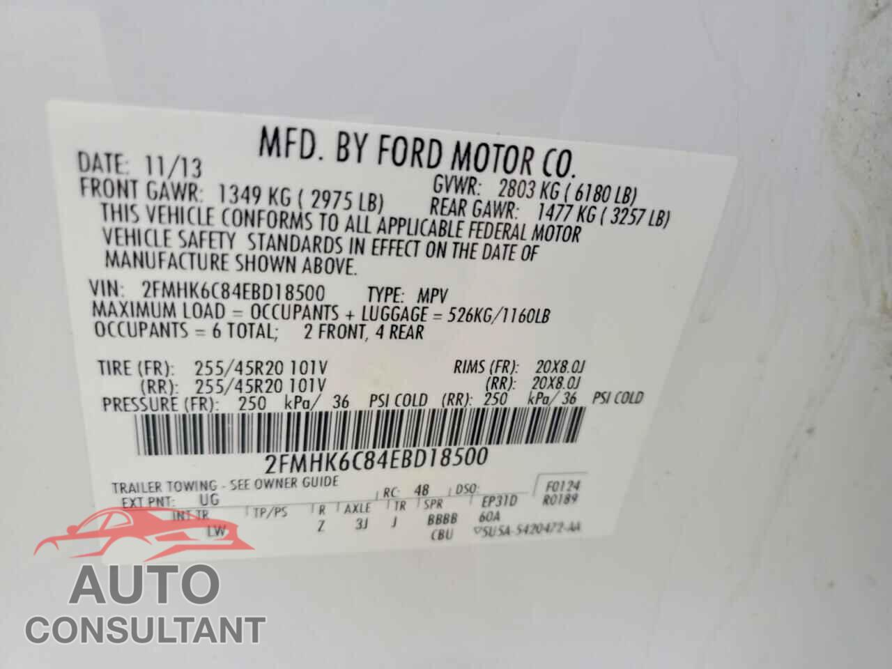 FORD FLEX 2014 - 2FMHK6C84EBD18500