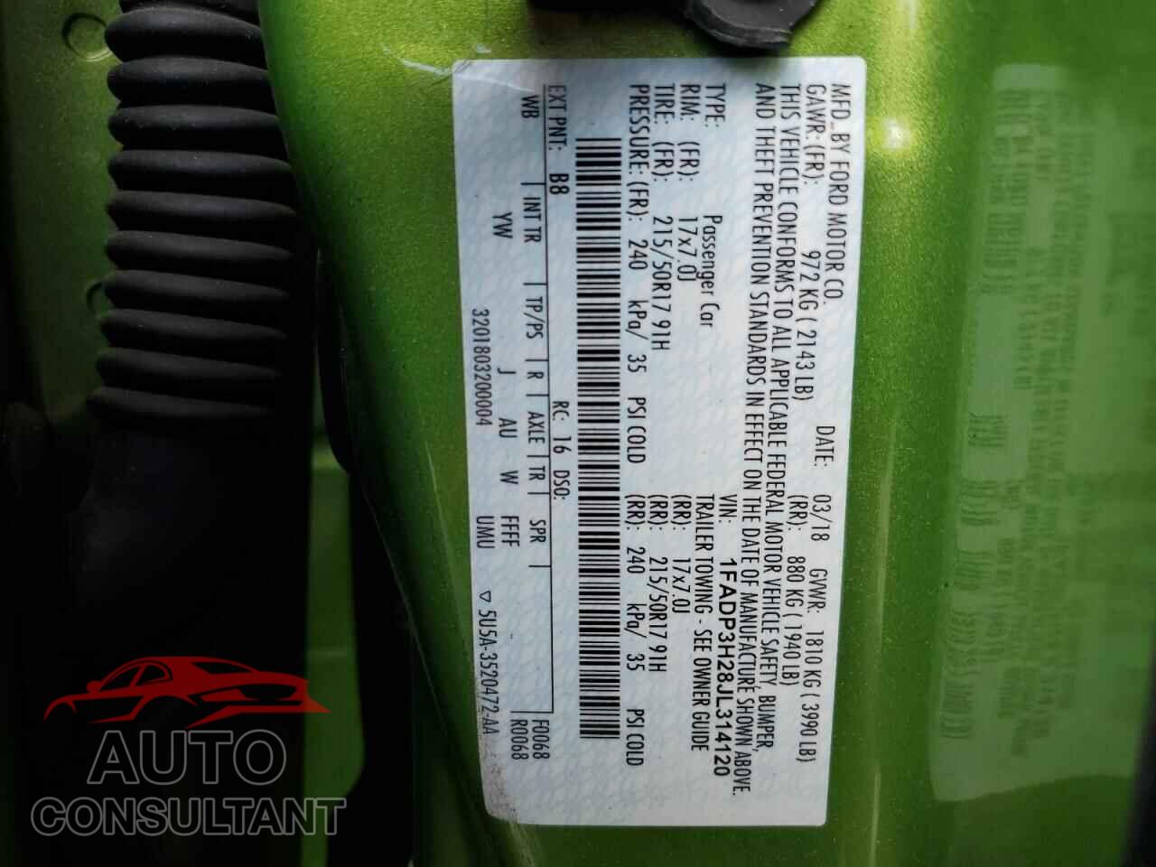FORD FOCUS 2018 - 1FADP3H28JL314120