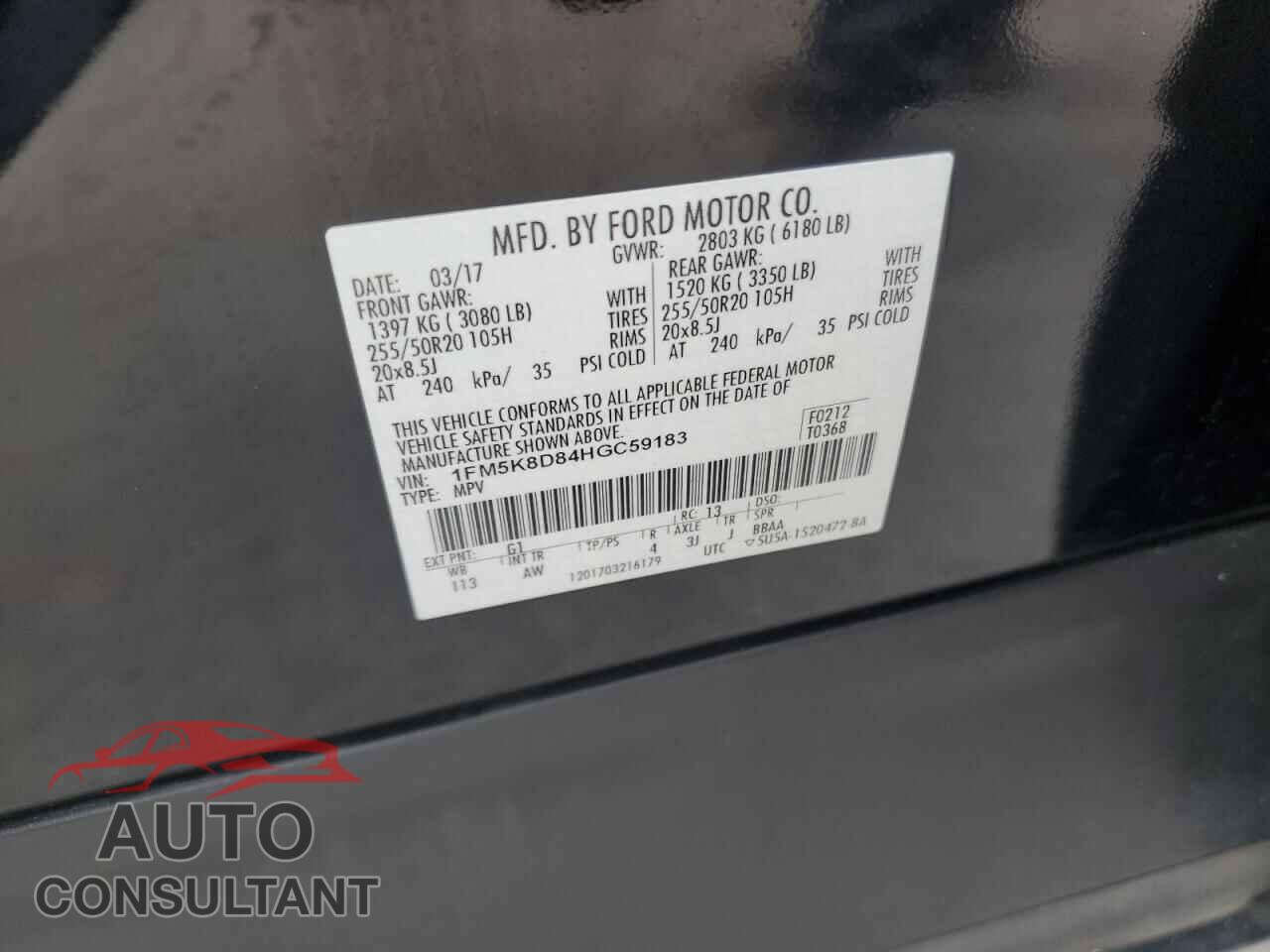 FORD EXPLORER 2017 - 1FM5K8D84HGC59183