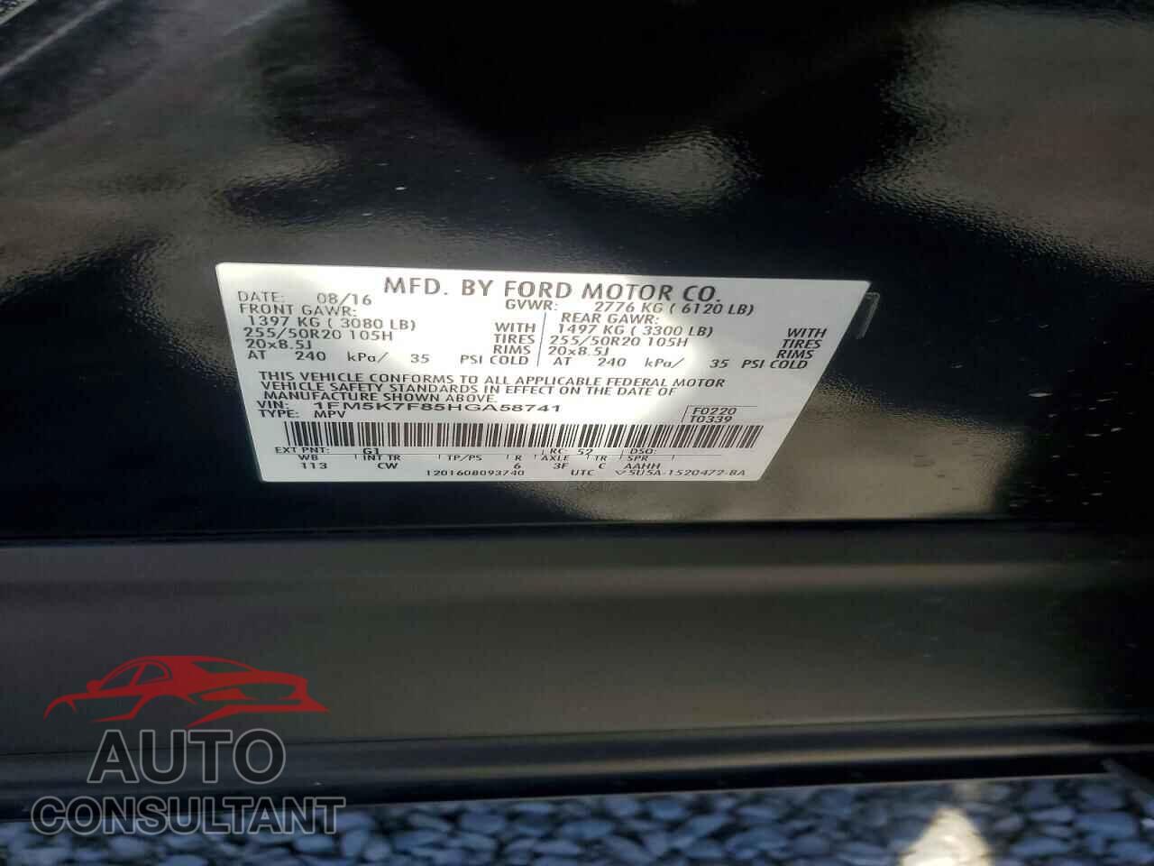 FORD EXPLORER 2017 - 1FM5K7F85HGA58741