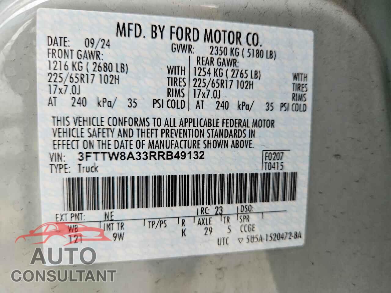 FORD MAVERICK 2024 - 3FTTW8A33RRB49132