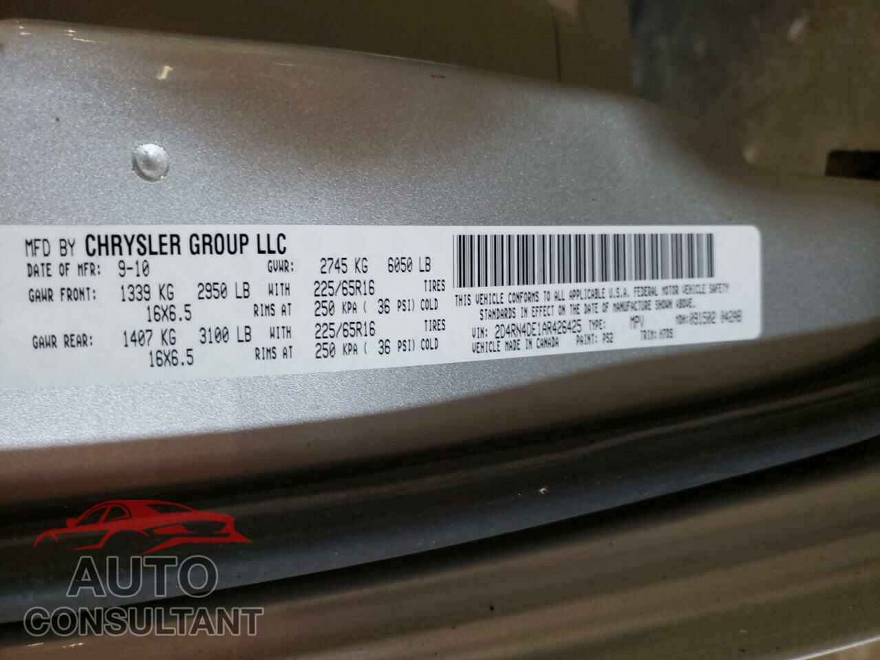 DODGE CARAVAN 2010 - 2D4RN4DE1AR426425