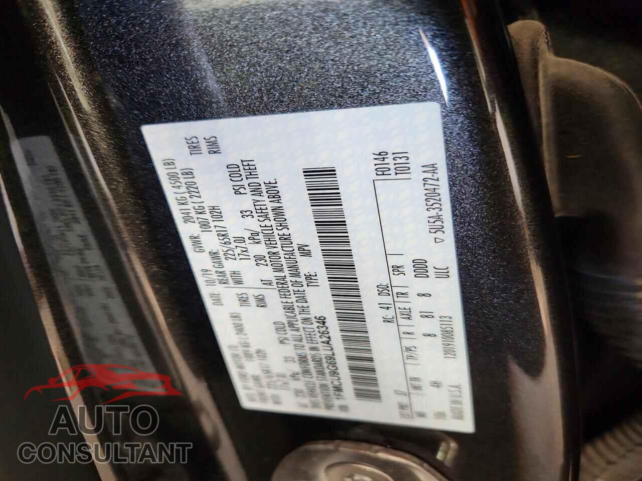 FORD ESCAPE 2020 - 1FMCU9G69LUA26346
