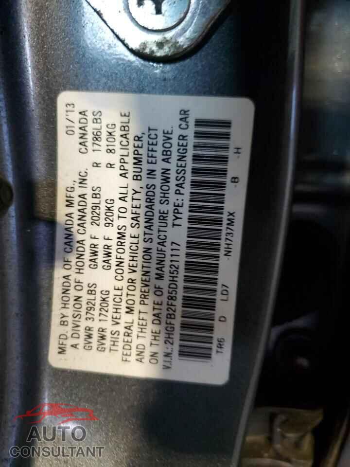 HONDA CIVIC 2013 - 2HGFB2F85DH521117