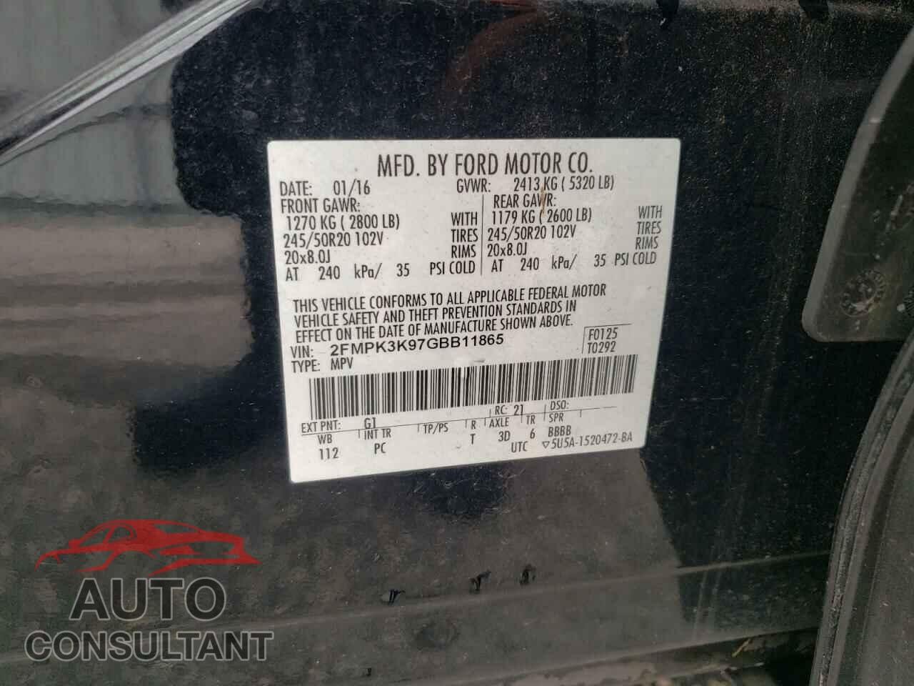 FORD EDGE 2016 - 2FMPK3K97GBB11865