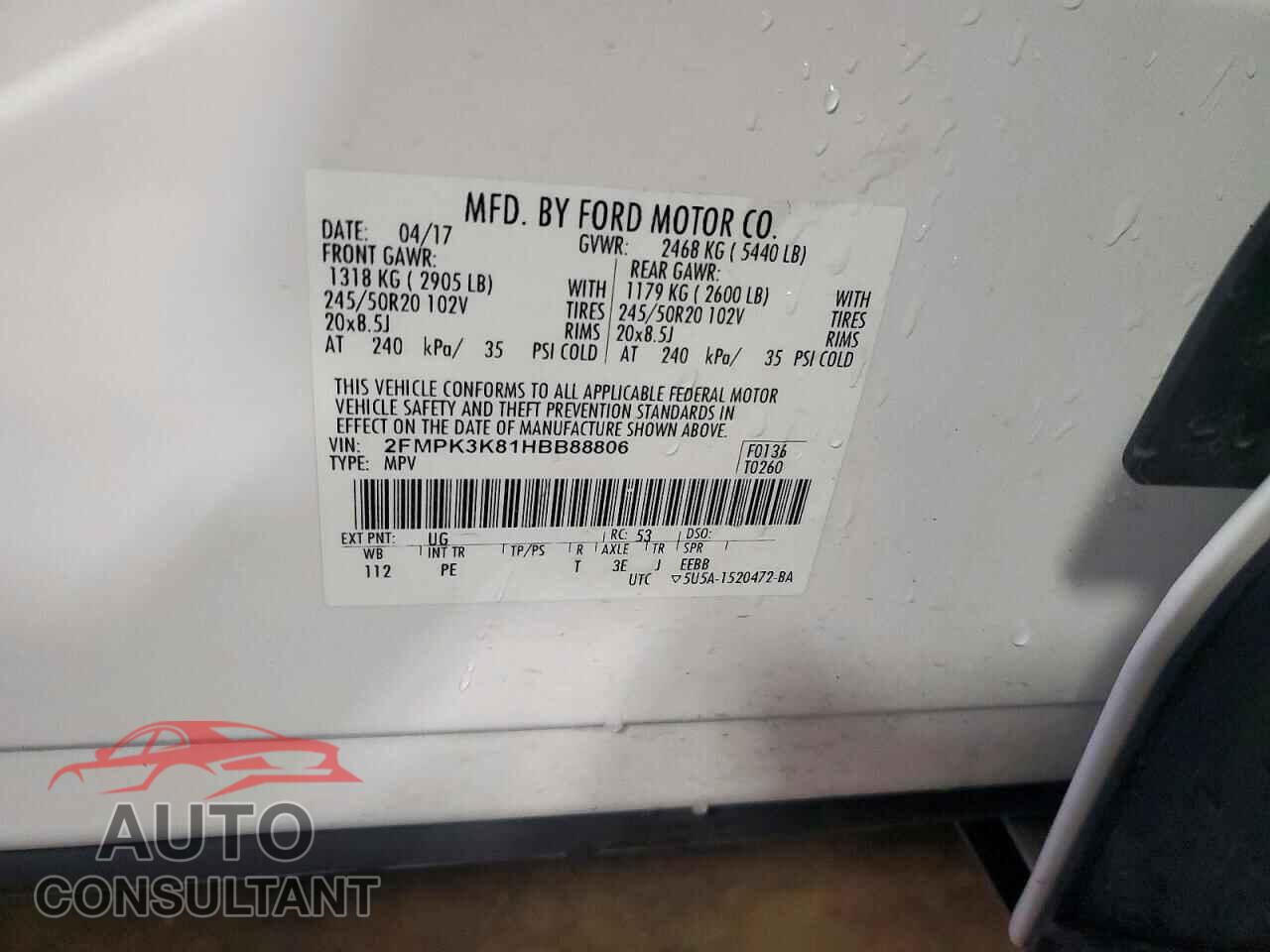 FORD EDGE 2017 - 2FMPK3K81HBB88806