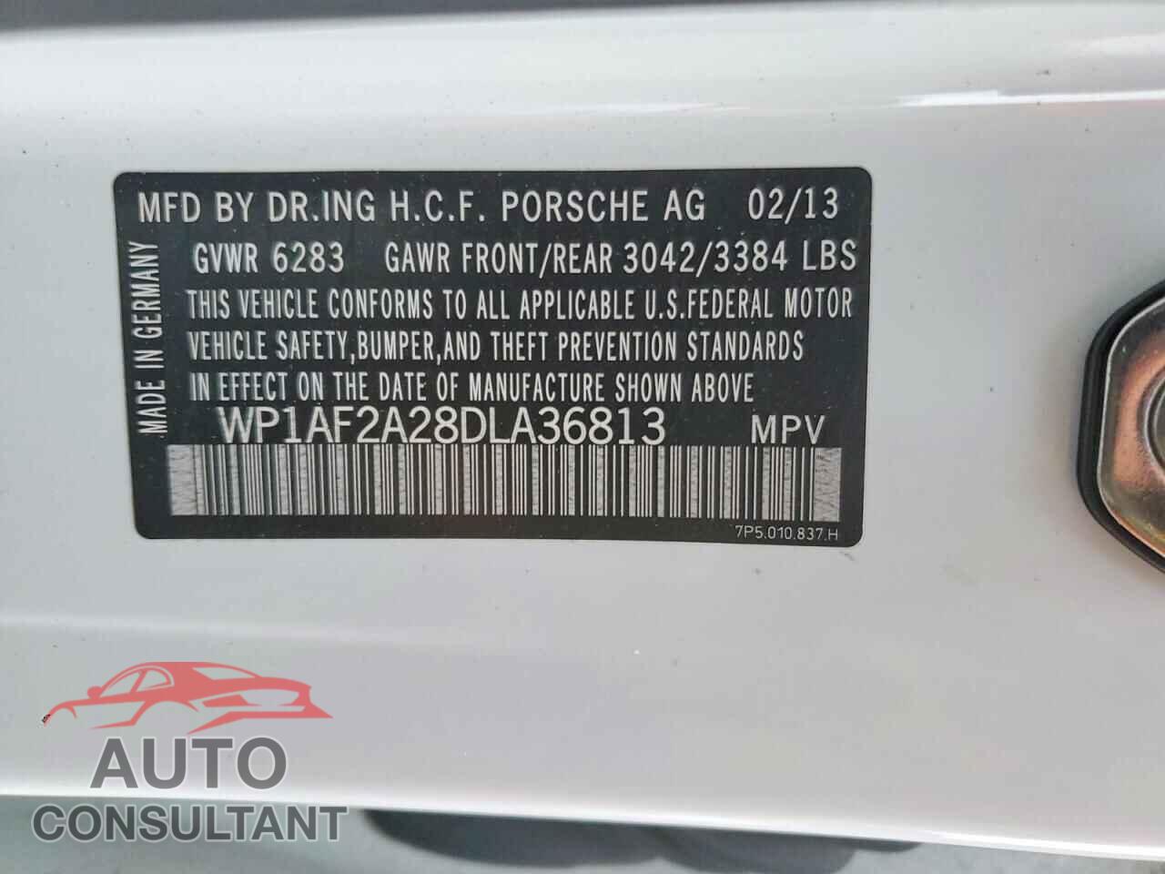 PORSCHE CAYENNE 2013 - WP1AF2A28DLA36813