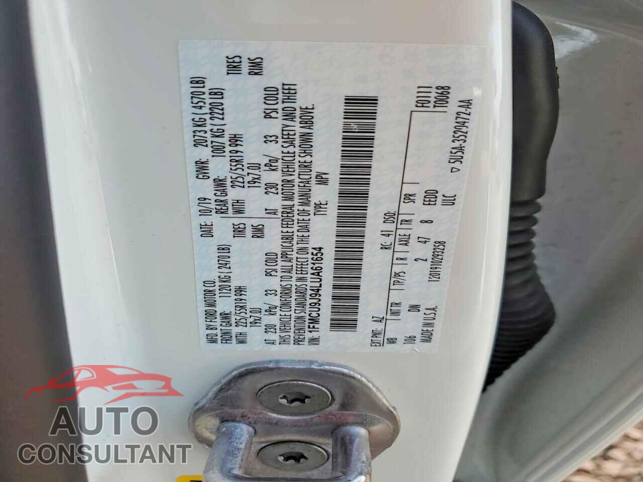 FORD ESCAPE 2020 - 1FMCU9J94LUA61654
