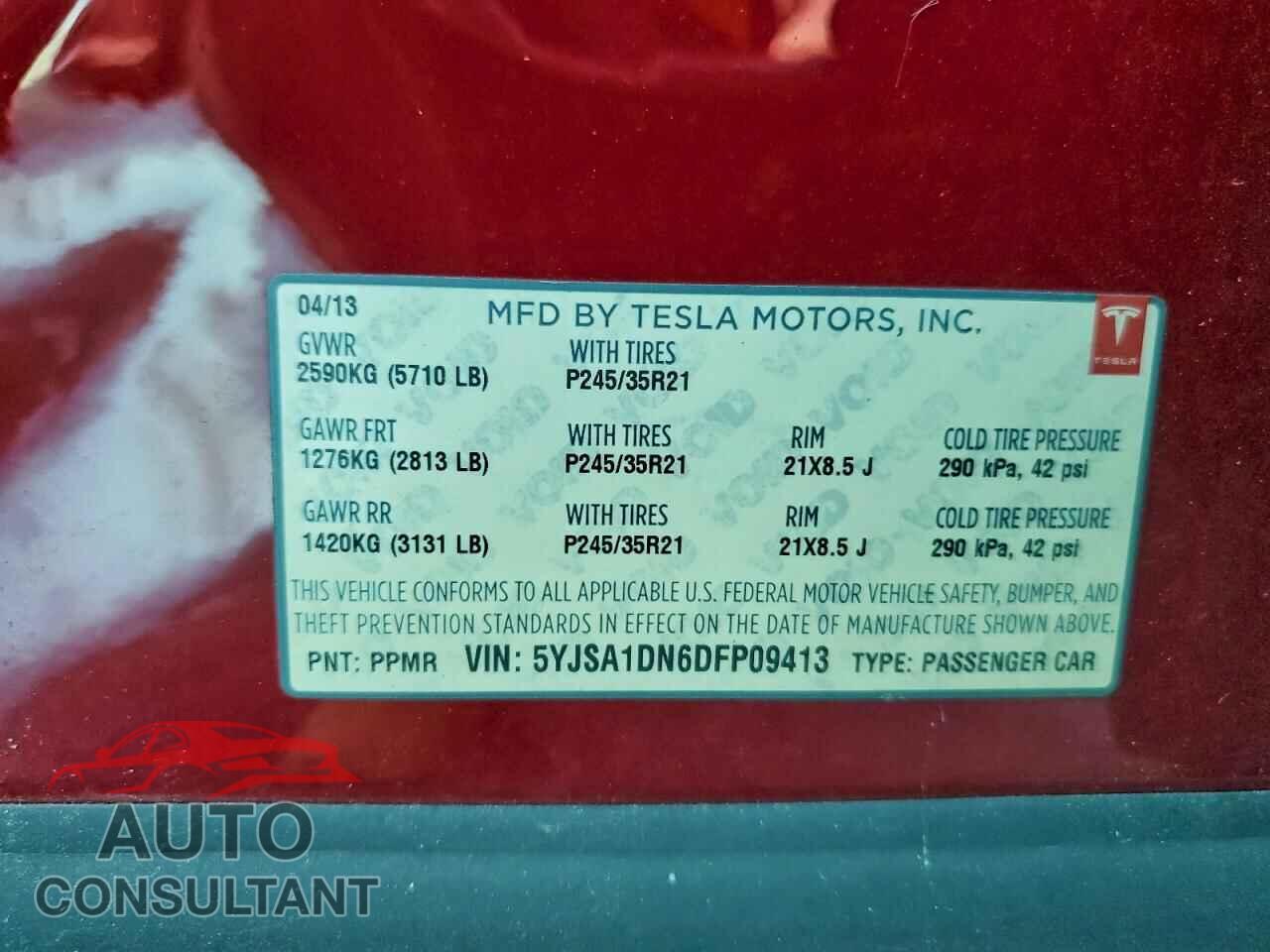 TESLA MODEL S 2013 - 5YJSA1DN6DFP09413