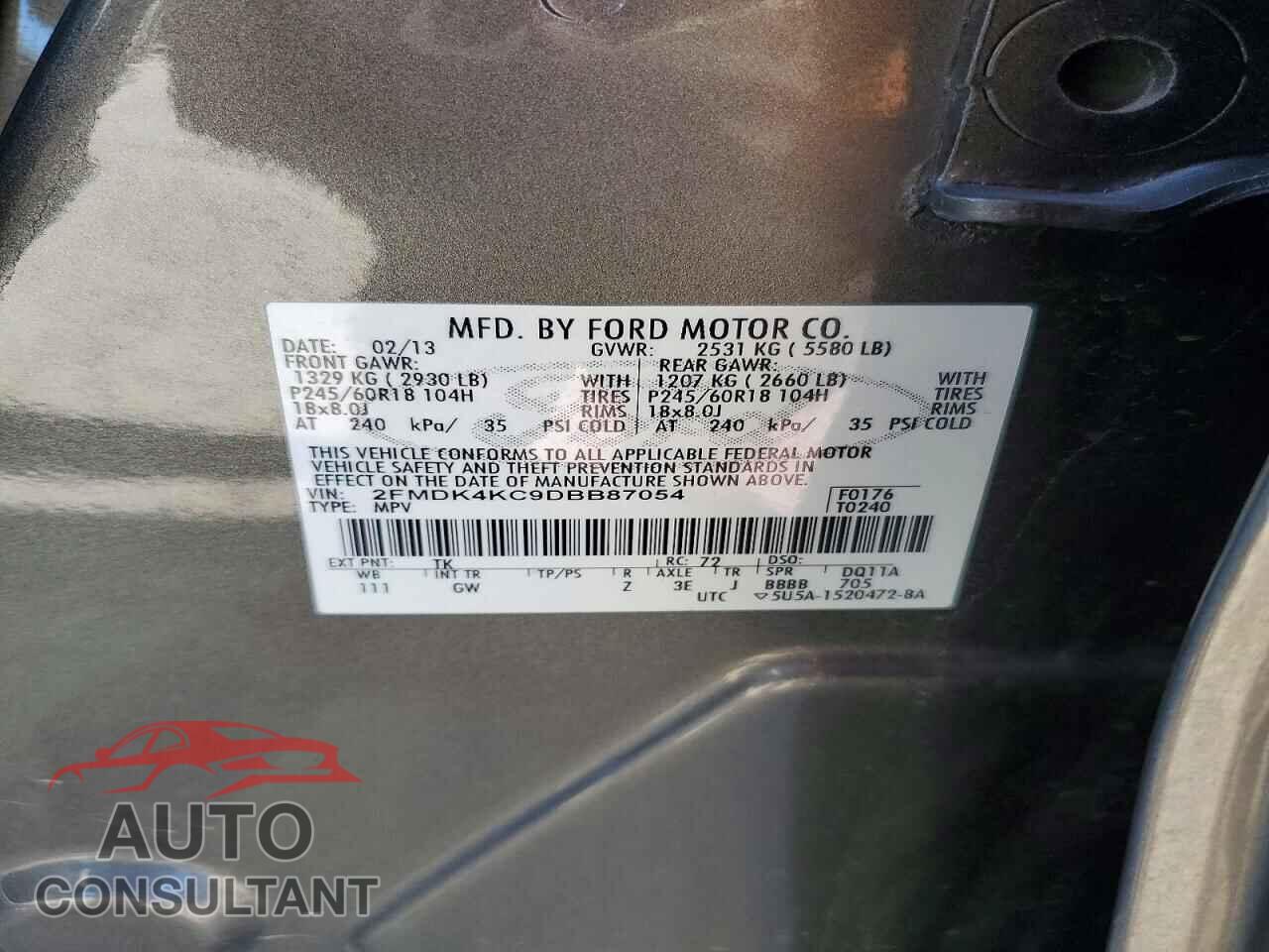 FORD EDGE 2013 - 2FMDK4KC9DBB87054