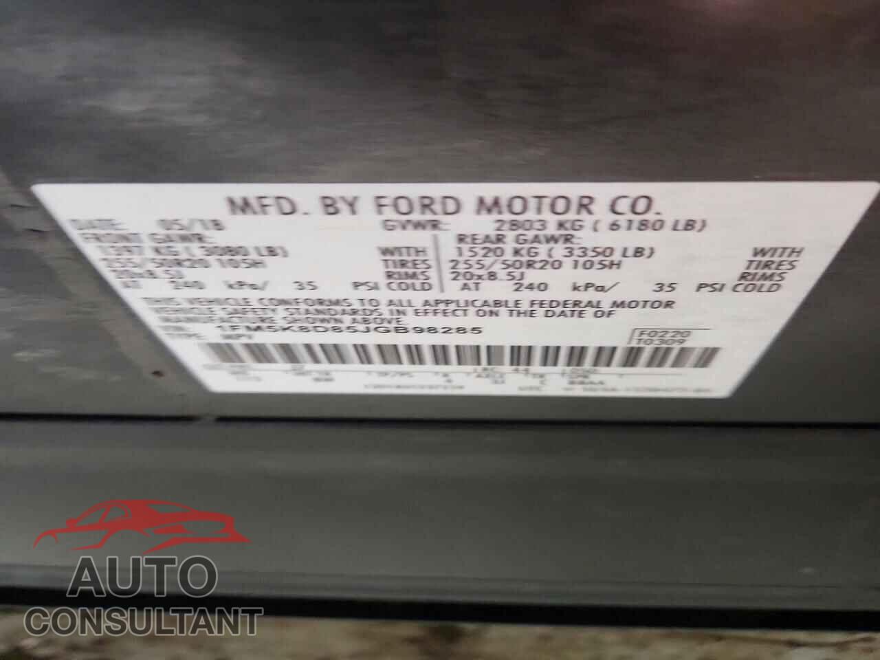 FORD EXPLORER 2018 - 1FM5K8D85JGB98285