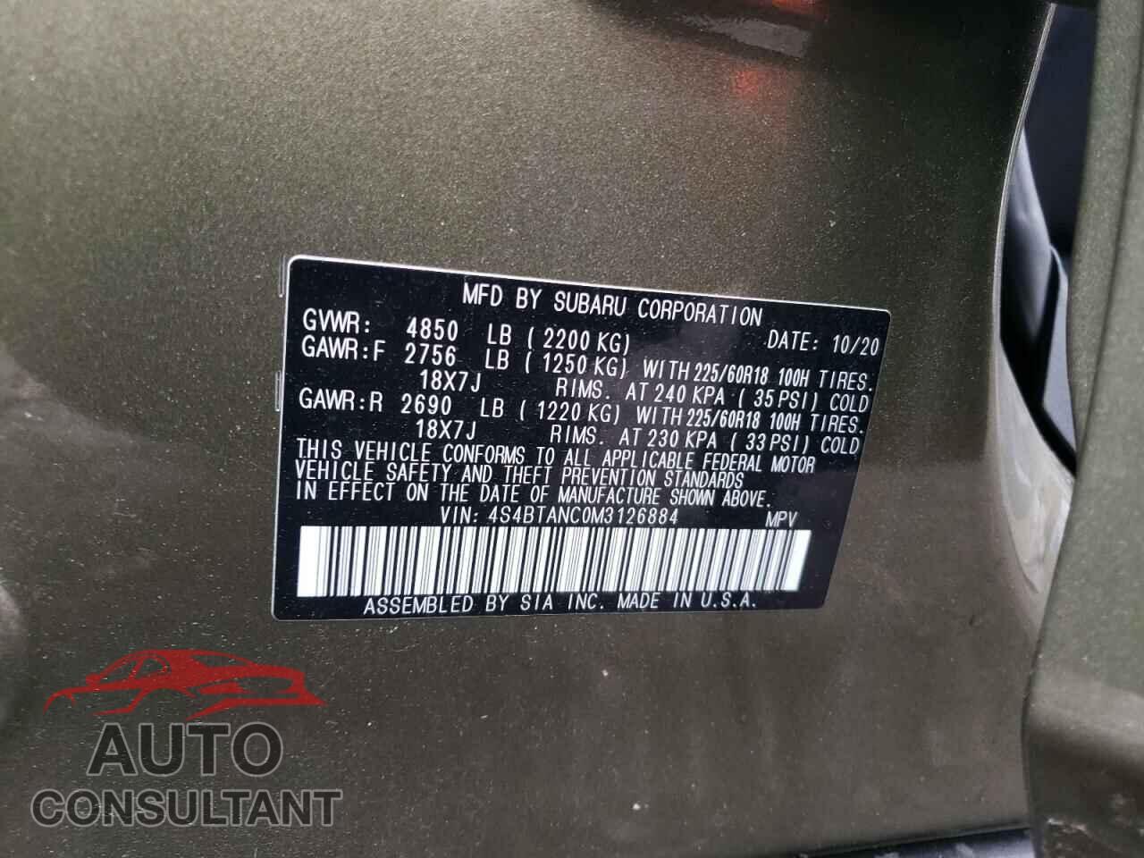 SUBARU OUTBACK 2021 - 4S4BTANC0M3126884