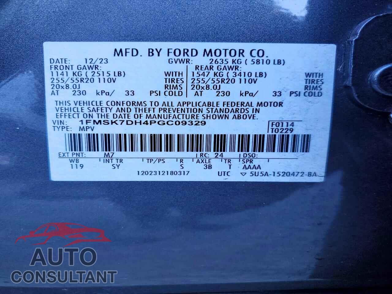 FORD EXPLORER 2023 - 1FMSK7DH4PGC09329